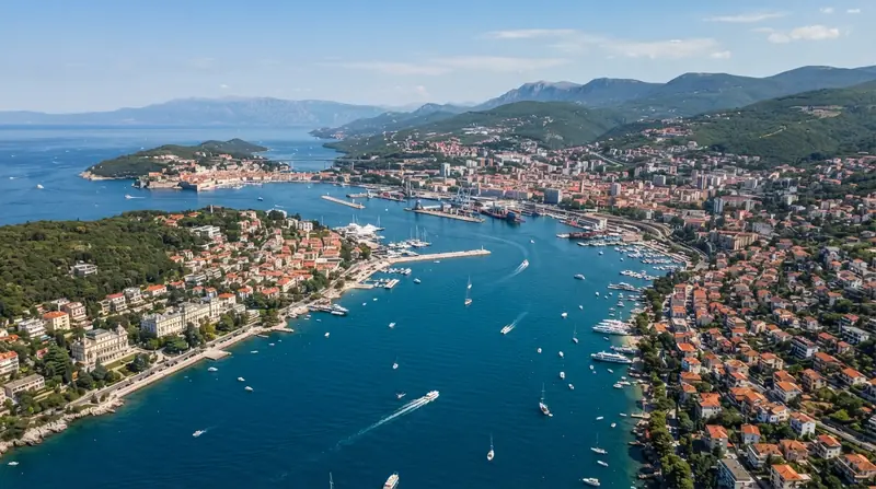 Pogled iz vazduha na region Kvarner, Hrvatska — kombi prevoz iz Srbije do Kvarnera